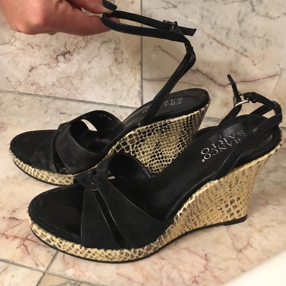 Franco Sarto Faux Snake Wedges
