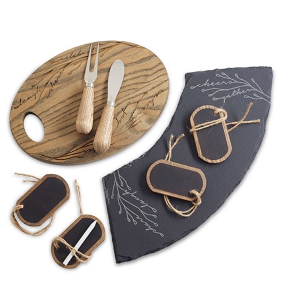 Pampered Chef Ash Wood & Slate Cheese Serving Set