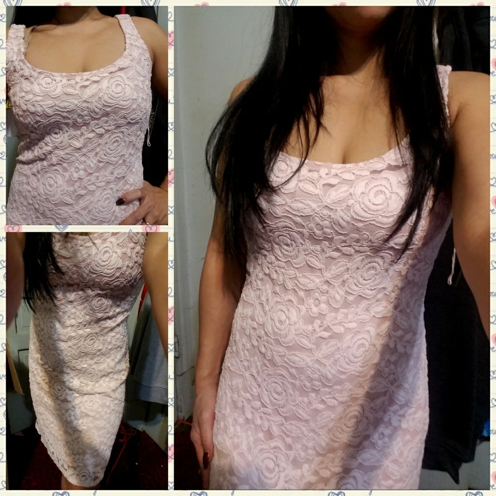 Pink lace midi dress