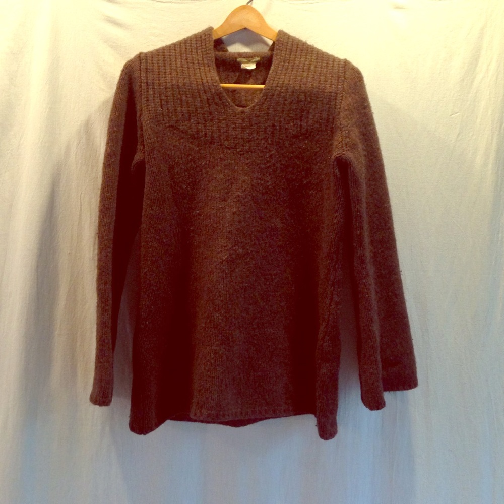 J. Crew Olive green/dark brown hooded sweater