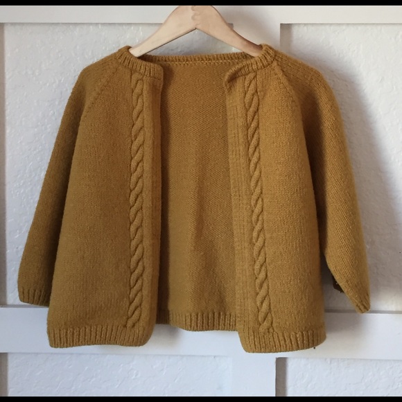 Vintage Sweaters - Vintage Mustard Cropped Cardi Xs/S