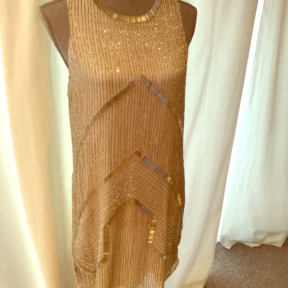 Parker White Sequin Gatsby Dress