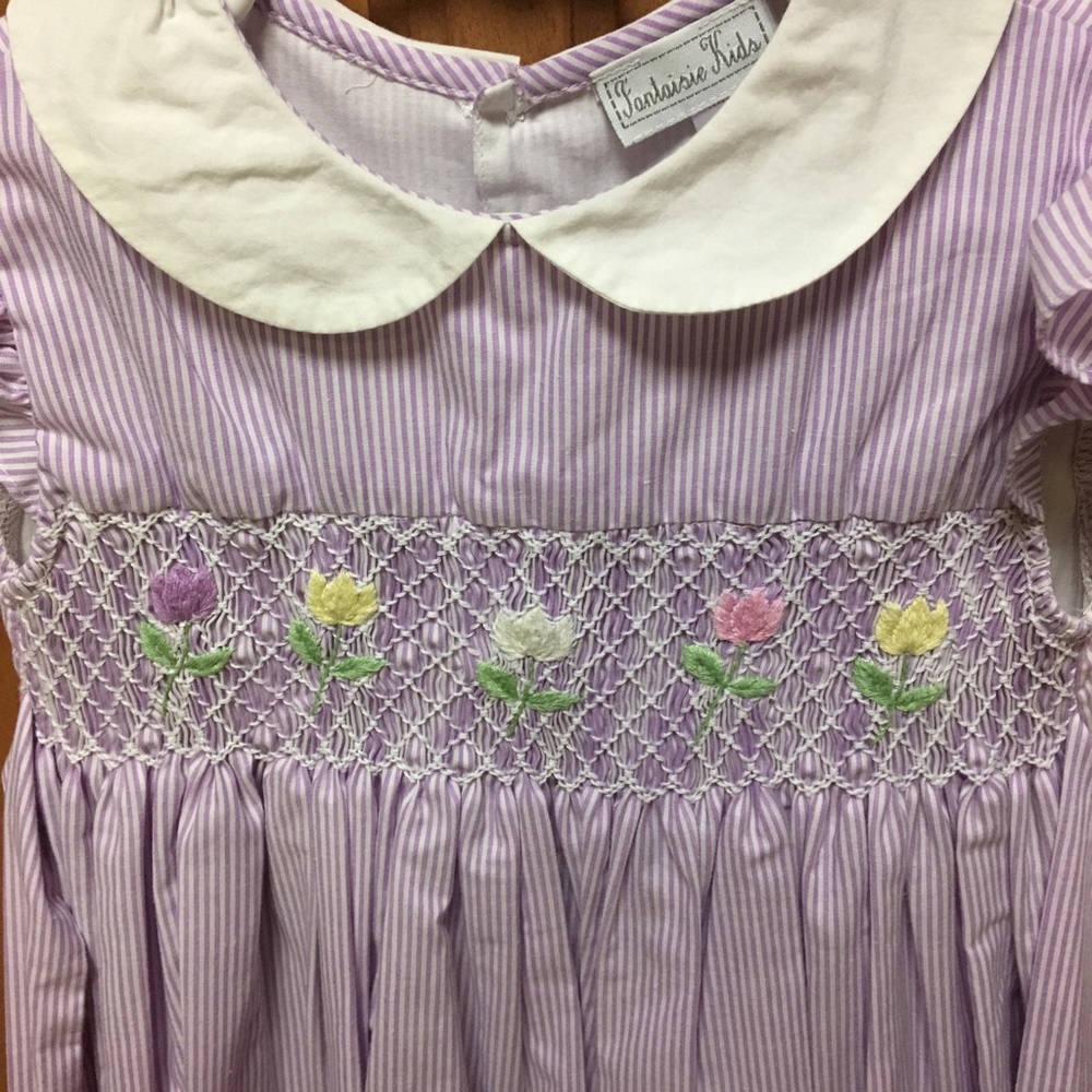 Purple and White Smocked Spring Dress