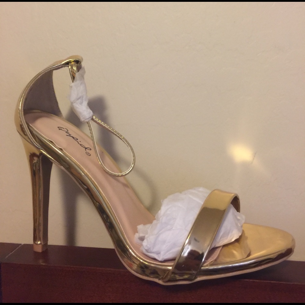 New Gold Qupid High Heel Sandals