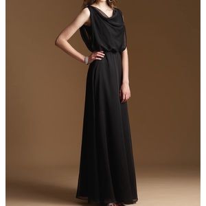 Belsoie Black Tiffany Chiffon Long Gown