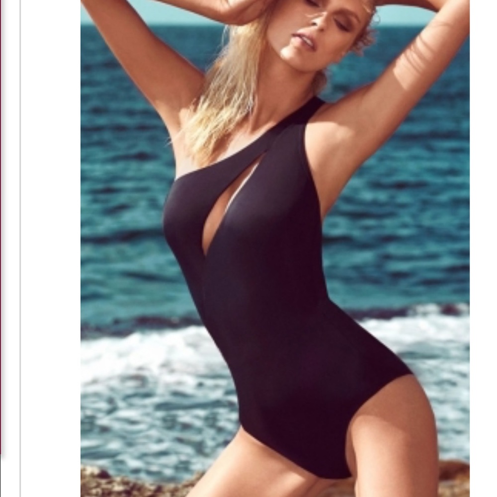 Black monokini one piece slit swimsuit small NWOT