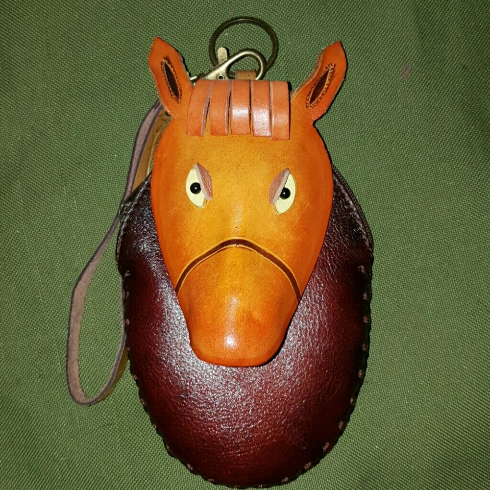 100% Leather Pony Wristlet Coin Purse NWOT