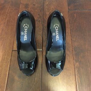 Chanel open toe pumps