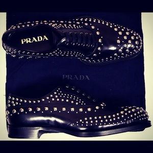 Studded Prada shoes. With original box and dusters
