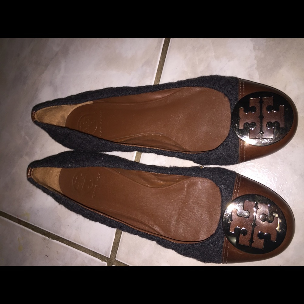 Tory Burch ladies flats leather sole used 3 times
