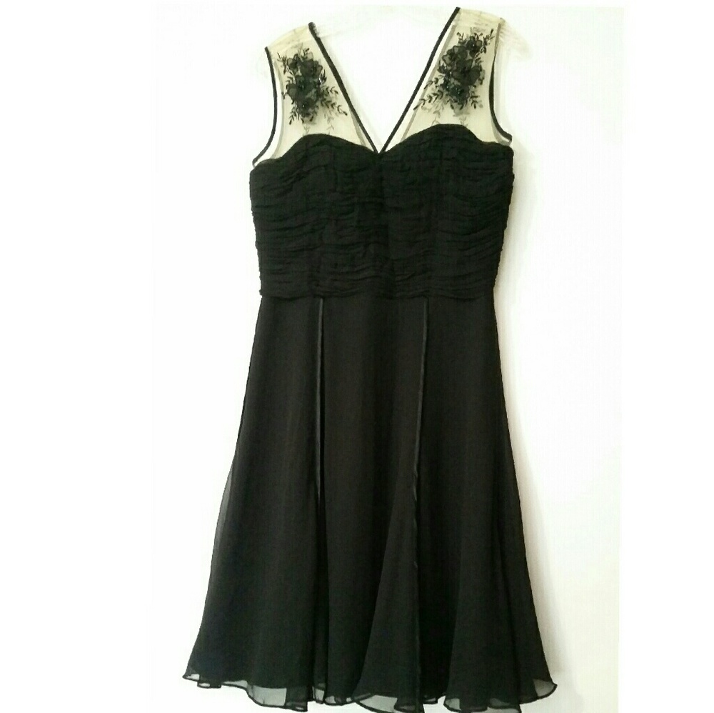 Shani Silk Chiffon Black Dress - Picture 2 of 5