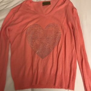 Wild fox pink heart sequin sweater