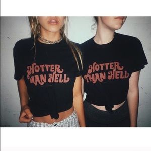 Brandy Melville Hotter than Hell Black Tshirt