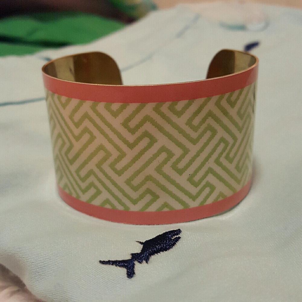Preppy Pink and Green Cuff Bracelet