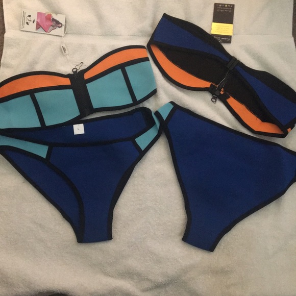 NWT Hipster Neoprene Color Block Strapless - Picture 3 of 3