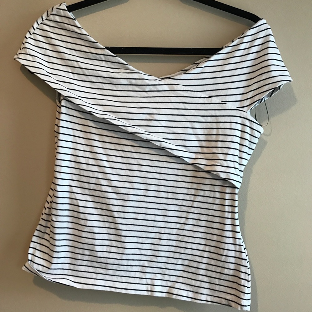 Off the Shoulder Stripe Blouse