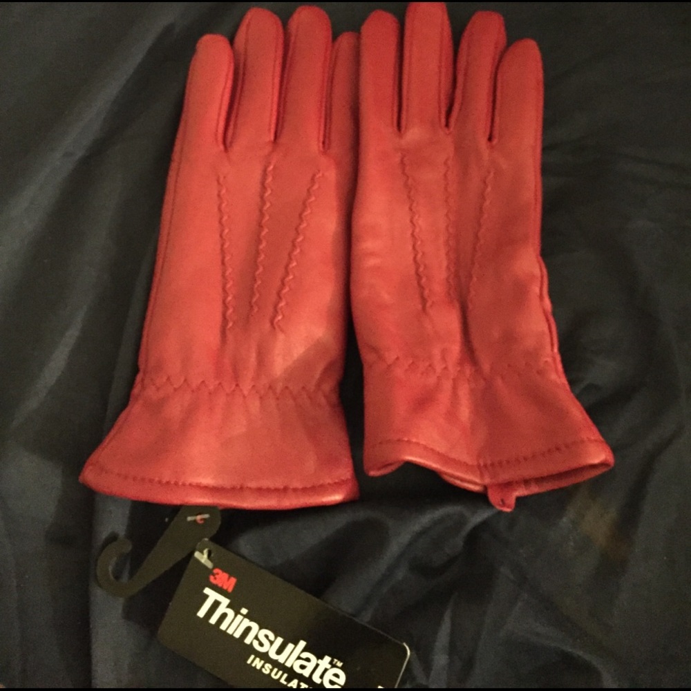 NWT red leather glover size large