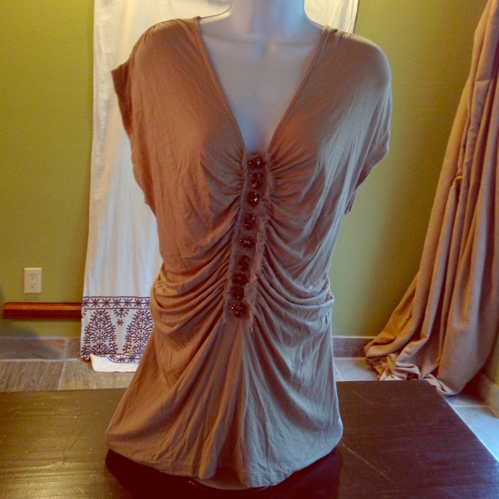 Beige blouse with Beaded detail