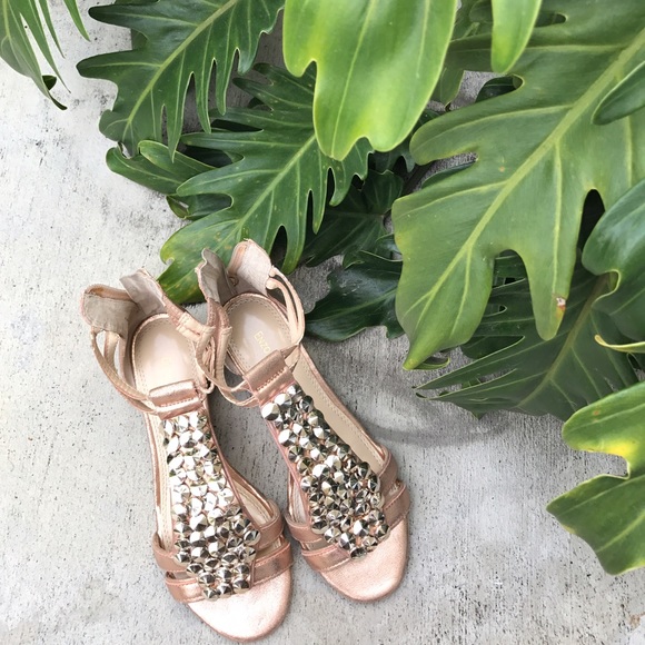 Enzo Angiolini Shoes - Rose Gold Studded Gladiator Sandals