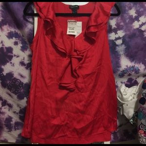 Satin flowy ruffle tank