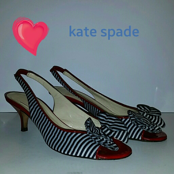 XX SOLD XX Kate Spade striped slingbacks - Picture 3 of 8