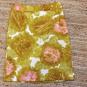 Talbots's 10 skirt in mustard cream & pink floral