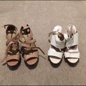2 pairs for 1 price - nude and white wedges