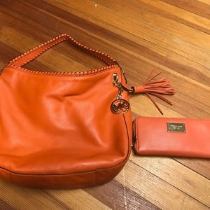 Authentic Orange MK handbag and matching wallet