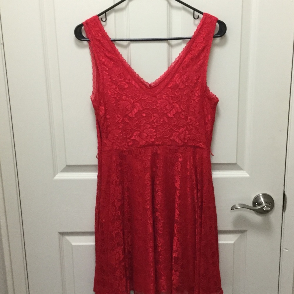EUC Express sexy red lace fit & flare skater dress
