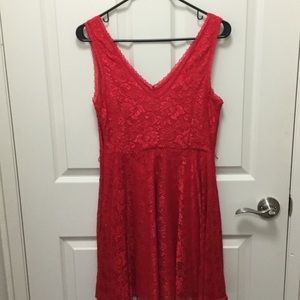 EUC Express sexy red lace fit & flare skater dress