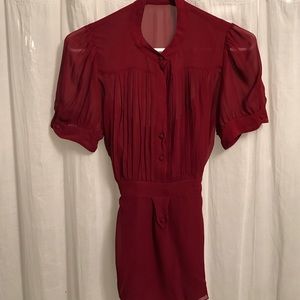 BCBG deep red silk top size 8
