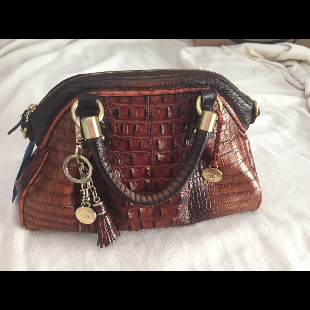 Brahmin Lisa Satchel in Pecan Tritexture w/Tassel