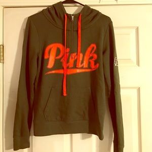 Olive and Orange PINK ZIP UP HOODIE