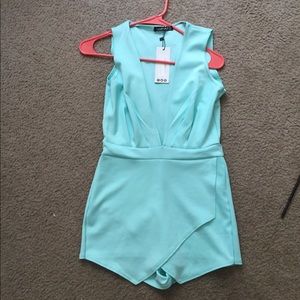 Mint green envelope skort romper