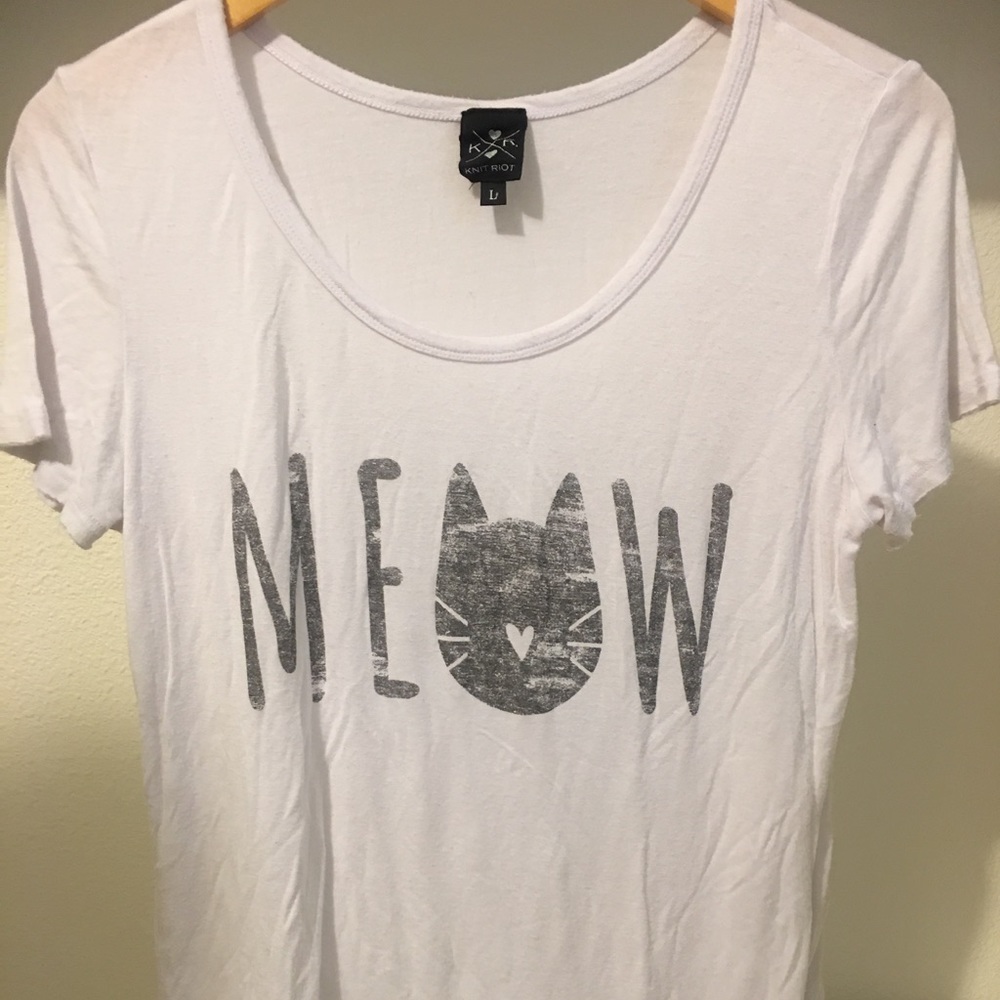 Knit Riot Meow T Shirt Size Large
