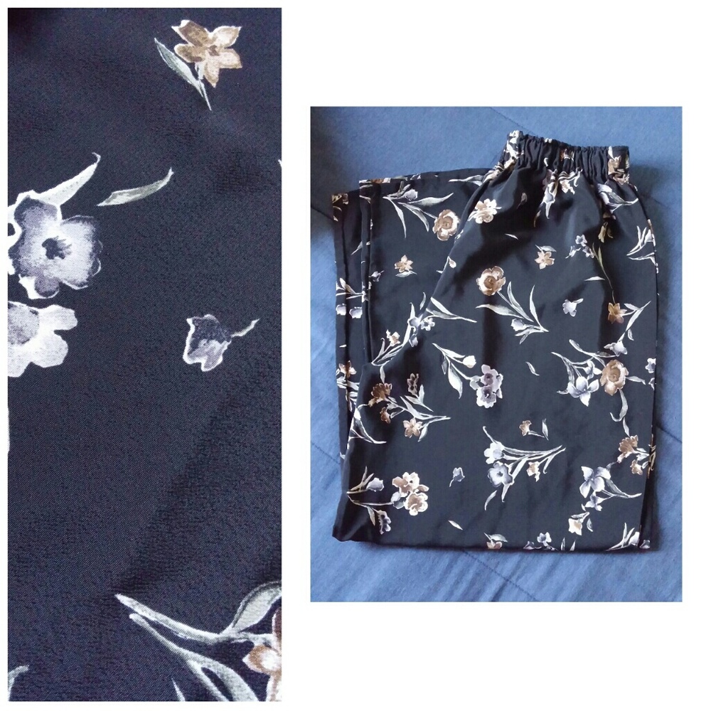 Black Floral High Waist Pants