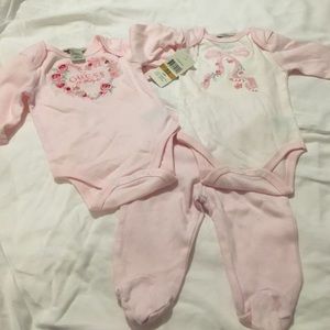 Guess 3 piece set, 2 bodysuits and footed pants