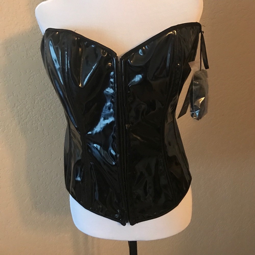 Black vinyl corset