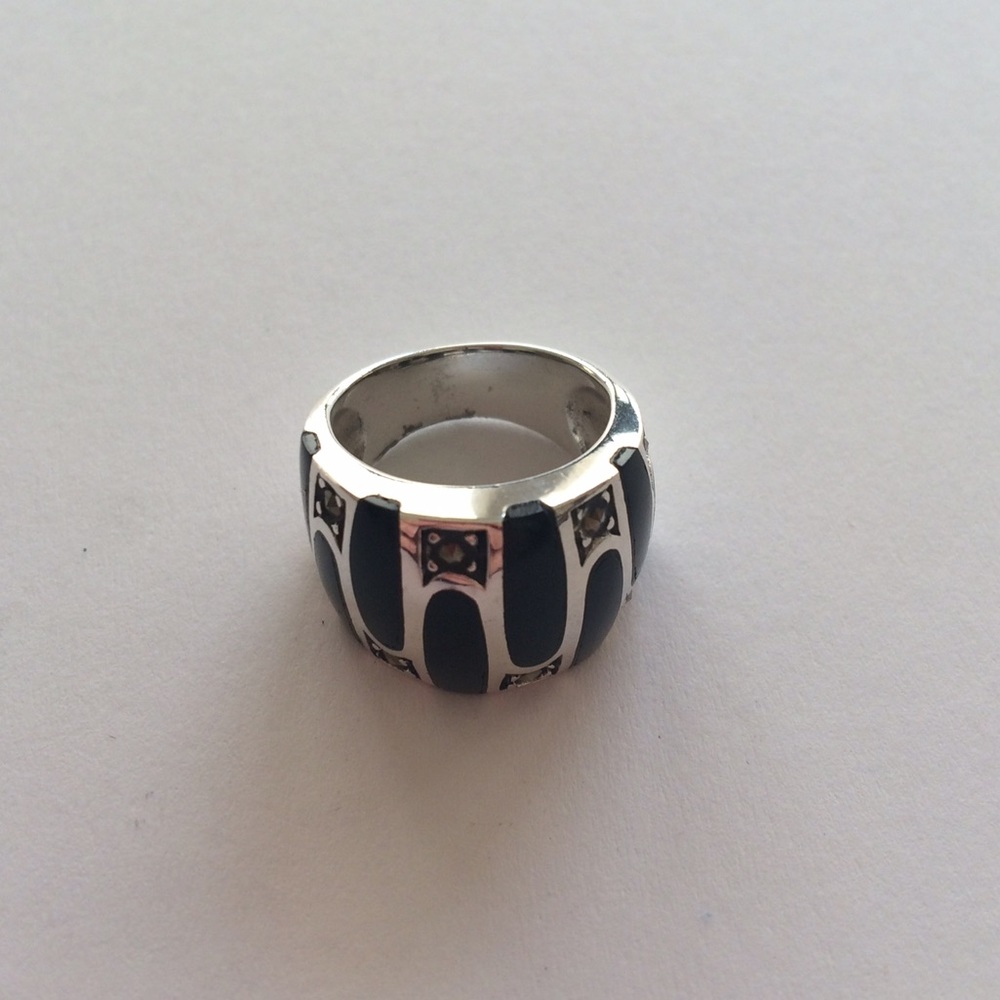 NEW- 925 Sterling Silver with Marcasite/onyx