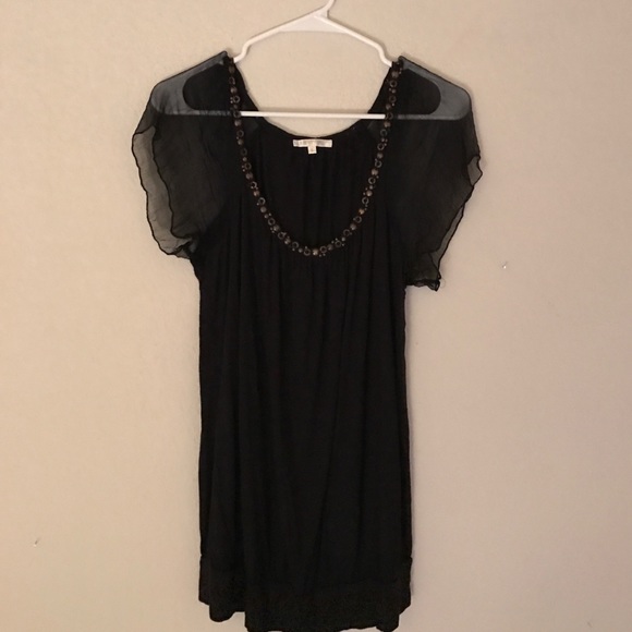 Black Top w/ Sheer Sleeves, Size S - Picture 1 of 4