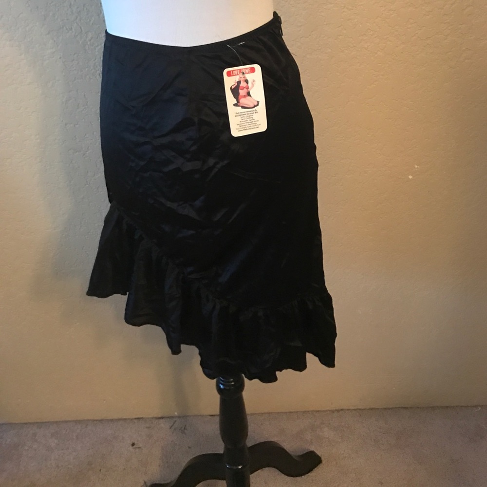 Black satin skirt