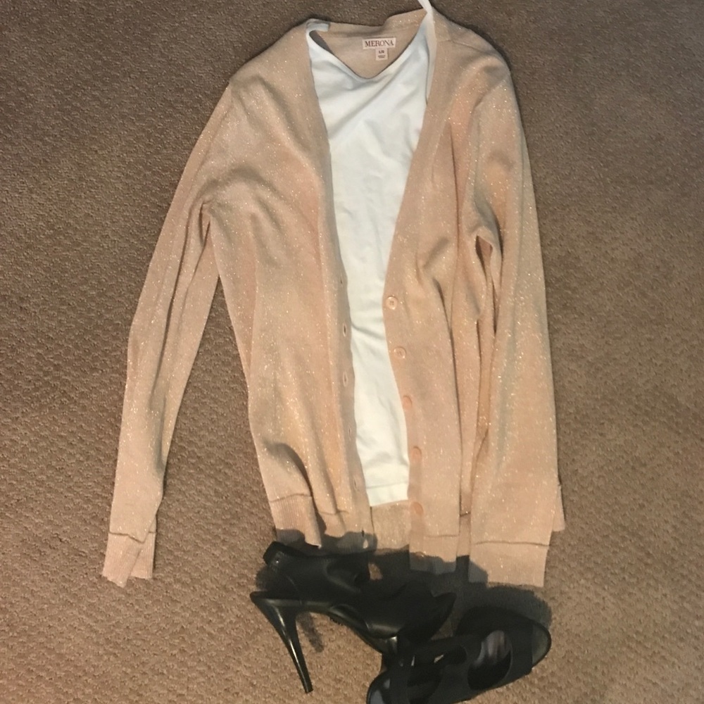 Merona pink and gold glittery sweater