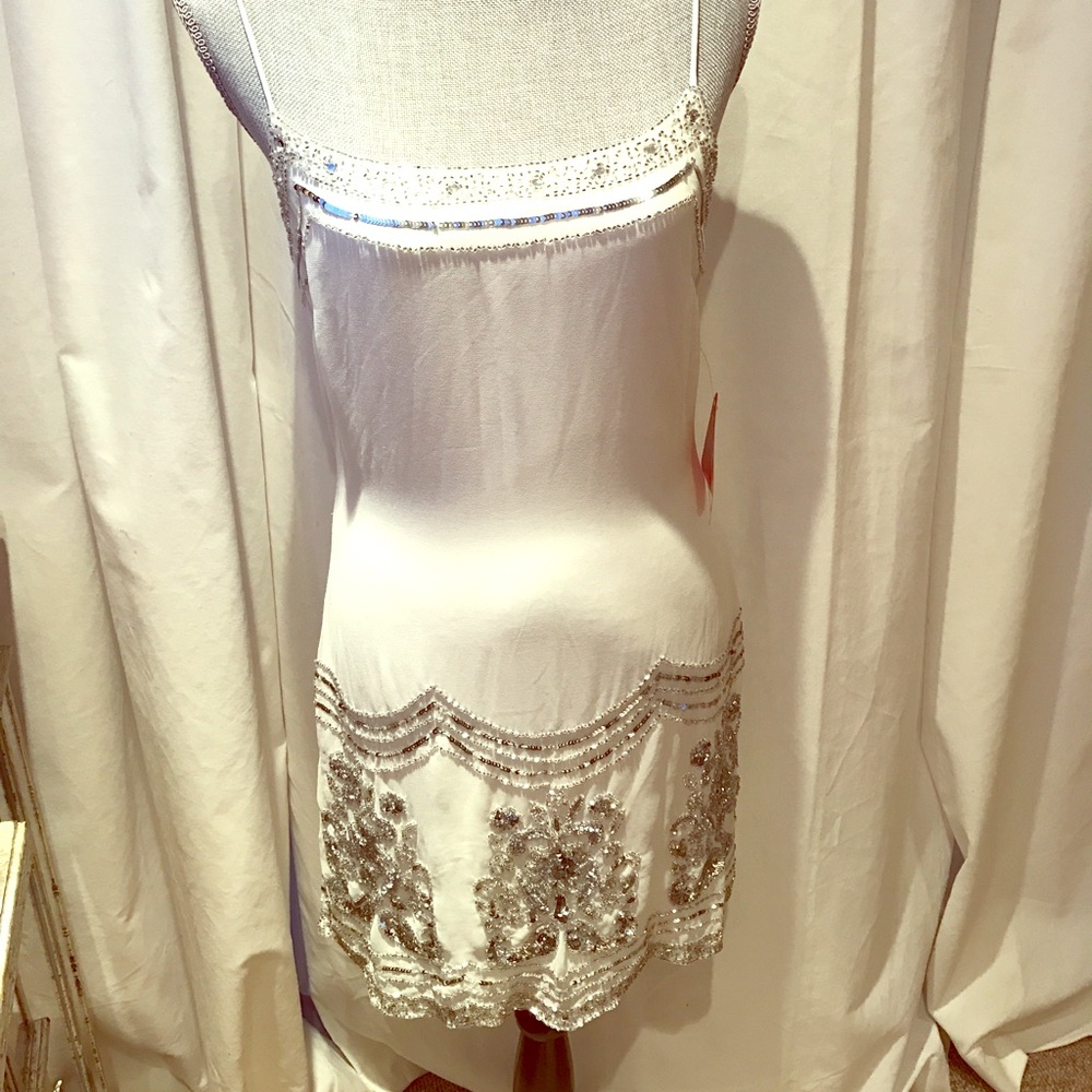 Size 10 White Beaded Frock & Frill Beaded Gatsby