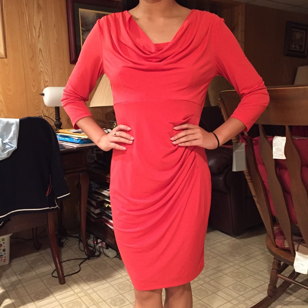 Red drape dress