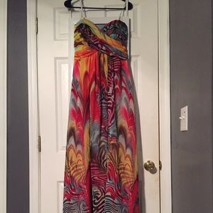 Strapless multicolored animal print dress!