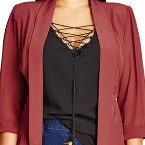 City Chic Mixed Media Blazer (Plus Size)