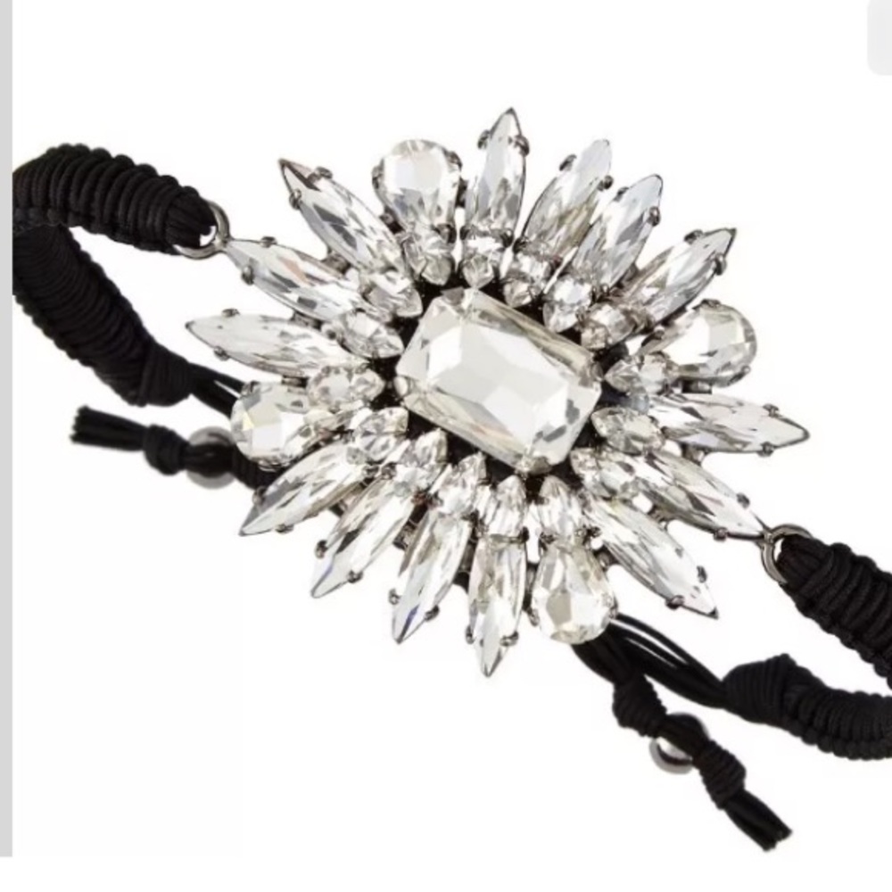 NEW Tai Black Adjustable Cord Crystal Silver Flower Friendship Bracelet Gift 🎁