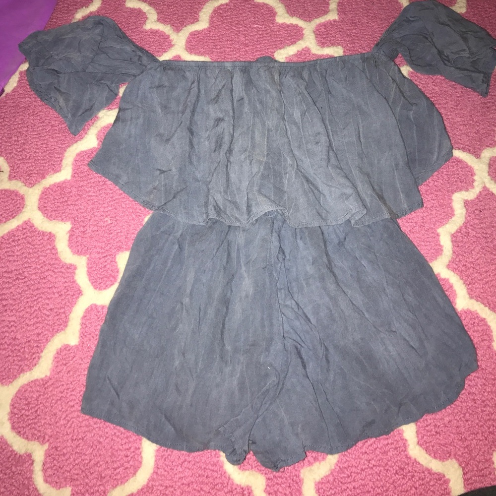 Off the shoulder blue romper