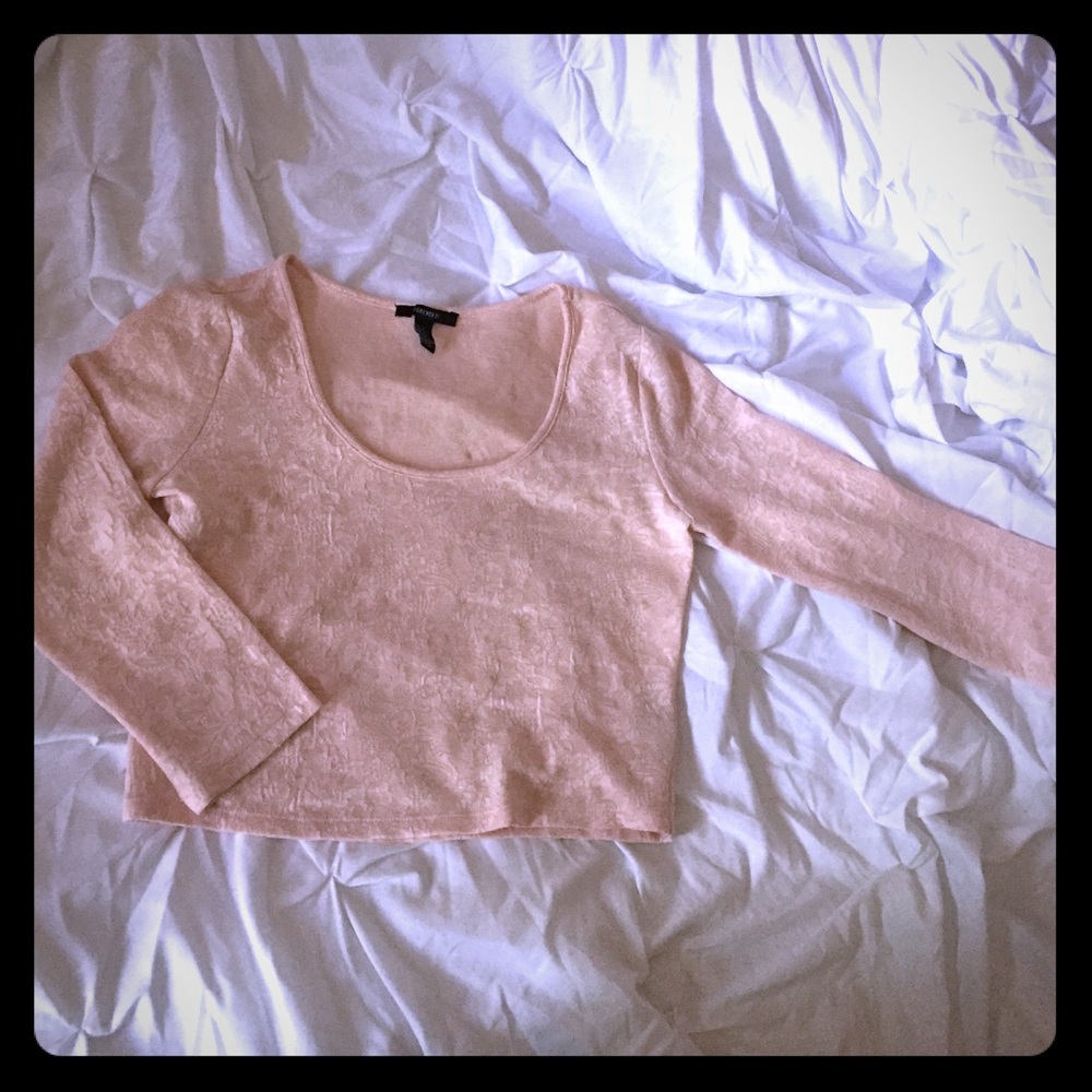 Pink lace crop top