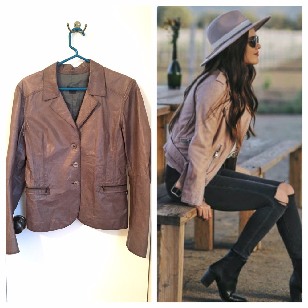 Tan leather jacket blazer by m0851